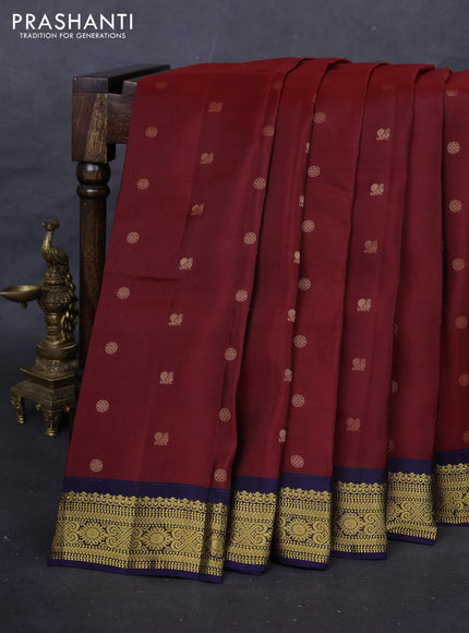 Maroon & Navy Blue Kanchipuram Silk - Buttas