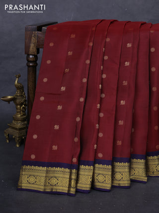 Maroon & Navy Blue Kanchipuram Silk - Buttas