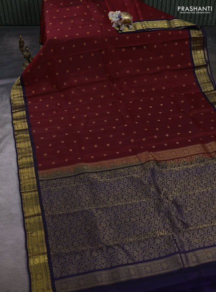Maroon & Navy Blue Kanchipuram Silk - Buttas