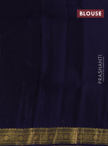 Mehendi Green & Navy Blue Kanchipuram Silk - Buttas