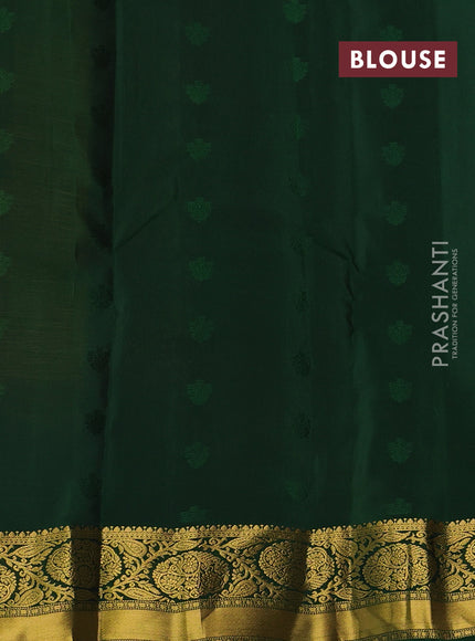 Mustard Green & Green Kanchipuram Silk - Buttas