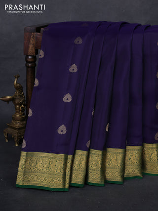 Navy Blue & Green Kanchipuram Silk - Buttas