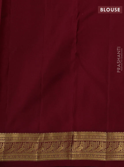 Beige & Maroon Pure Kanchipuram Silk-Butta