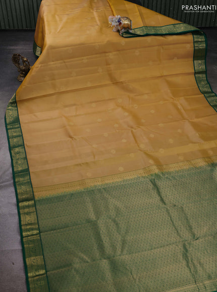 Mustard & Green Pure Kanchipuram Silk-Butta
