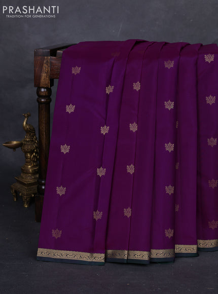 Purple & Green Pure Kanchipuram silk-Butta