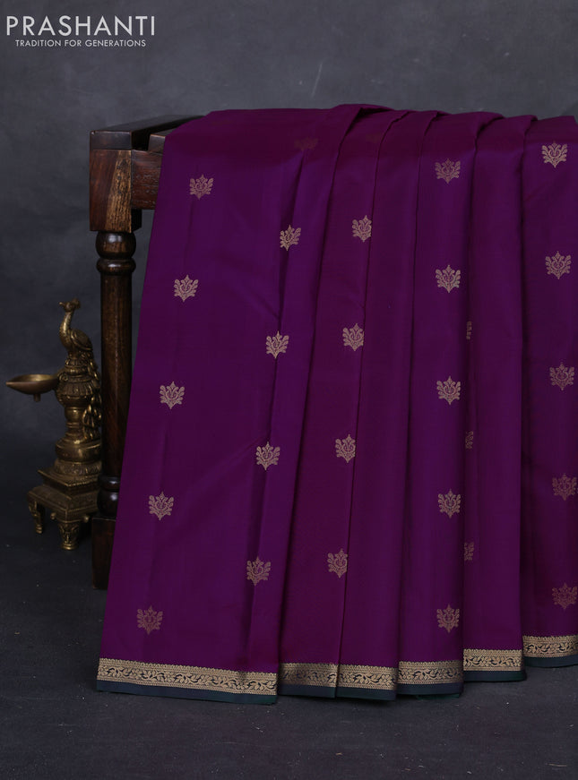 Purple & Green Pure Kanchipuram silk-Butta