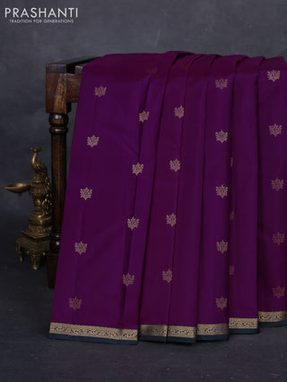 Purple & Green Pure Kanchipuram silk-Butta