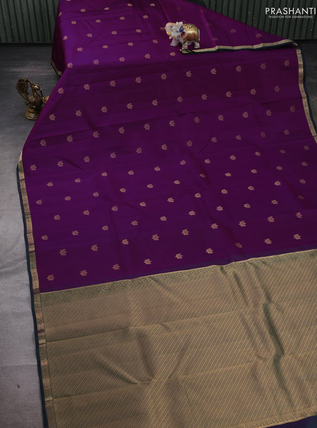 Purple & Green Pure Kanchipuram silk-Butta