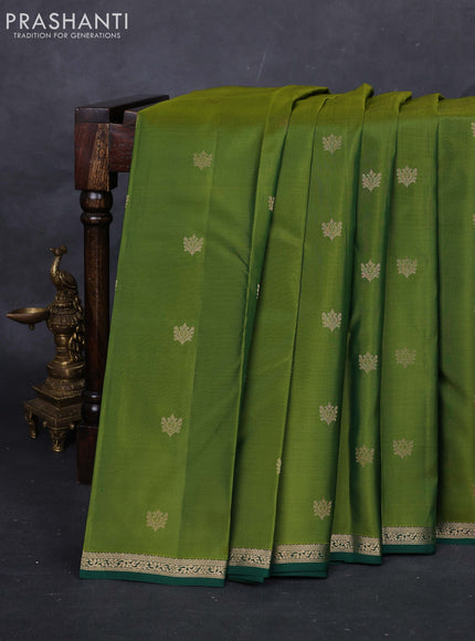 Mehendi Green & Green Pure Kanchipuram Silk-Butta