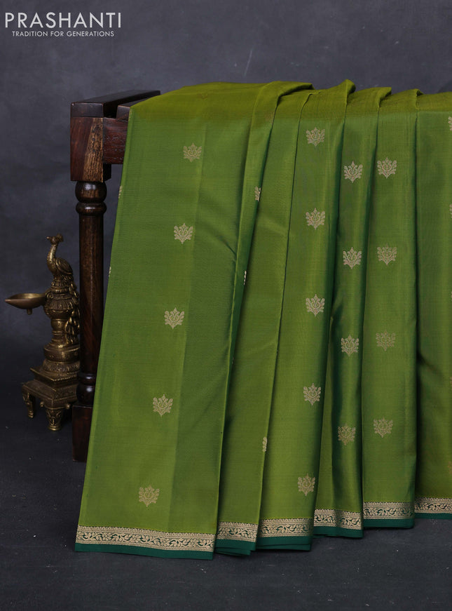 Mehendi Green & Green Pure Kanchipuram Silk-Butta