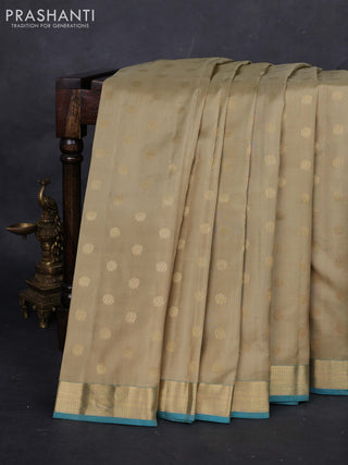 Elaichi green & Teal Pure kanchipuram silk-Butta