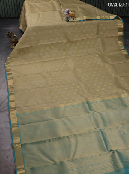 Elaichi green & Teal Pure kanchipuram silk-Butta