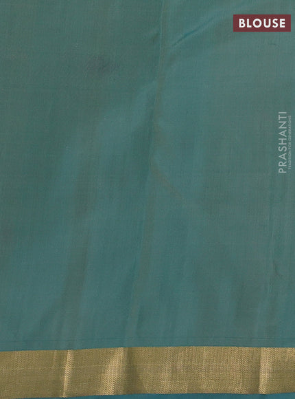 Elaichi green & Teal Pure kanchipuram silk-Butta