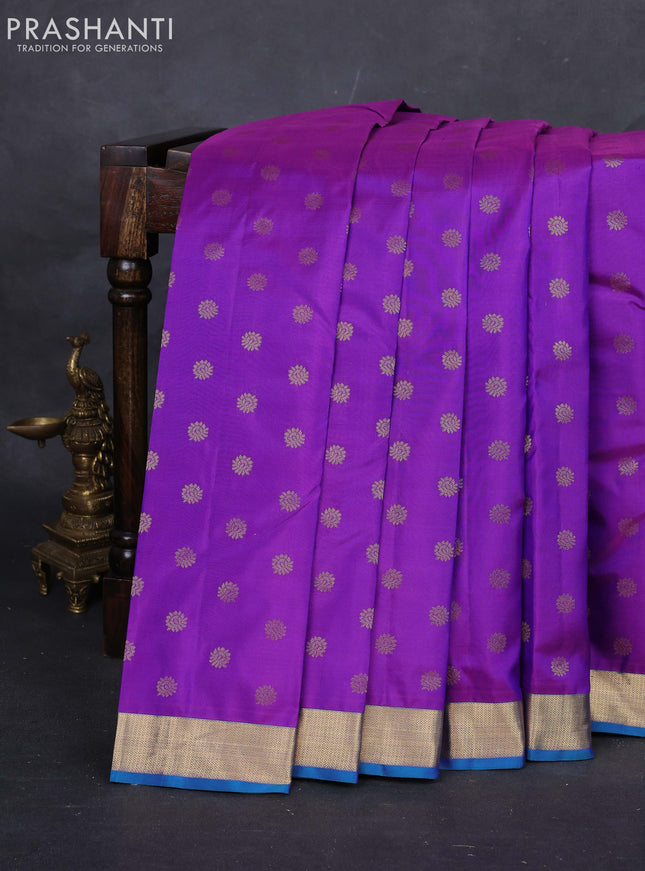 Purple & Teal Pure Kanchipuram Silk -Butta