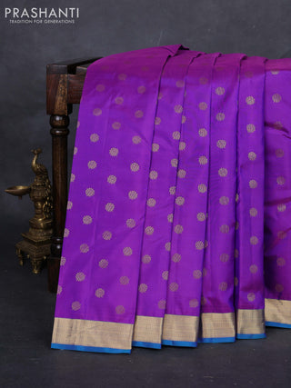 Purple & Teal Pure Kanchipuram Silk -Butta