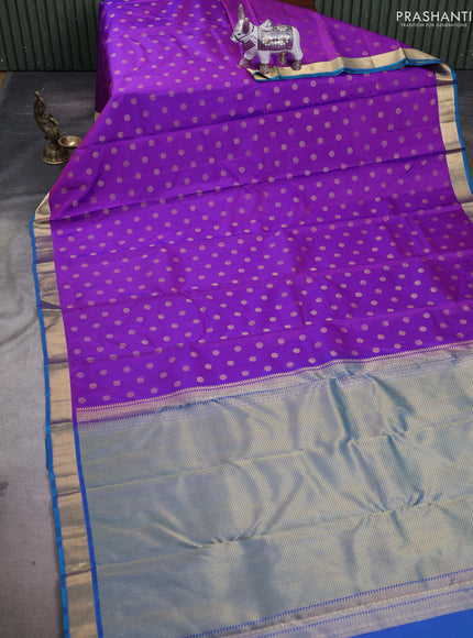 Purple & Teal Pure Kanchipuram Silk -Butta