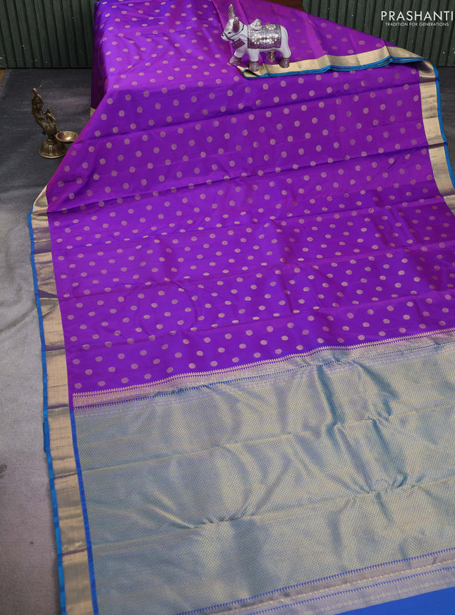 Purple & Teal Pure Kanchipuram Silk -Butta