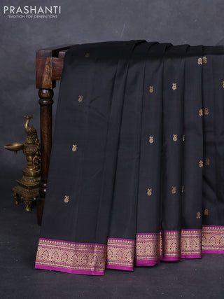 Black & Purple Pure Kanchipuram Silk-Butta