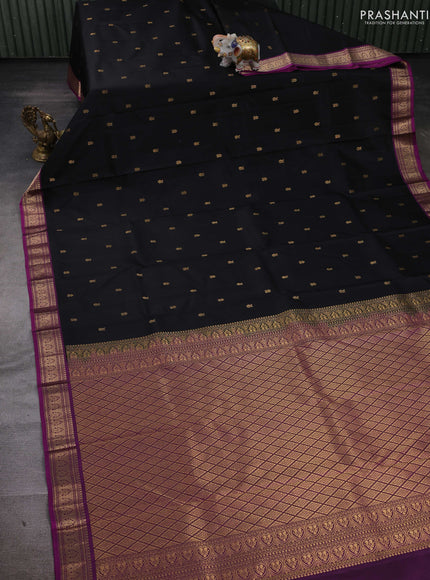 Black & Purple Pure Kanchipuram Silk-Butta