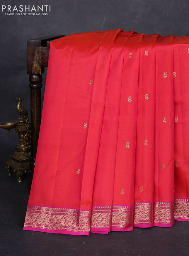 Orange & Pink Pure kanchipuram silk -Butta