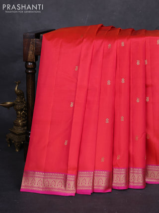Orange & Pink Pure kanchipuram silk -Butta