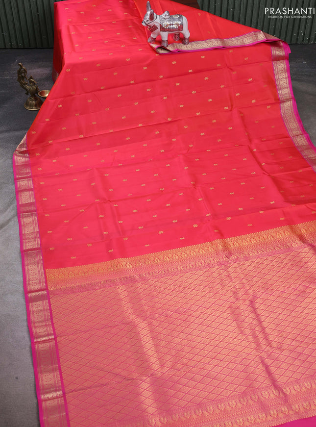 Orange & Pink Pure kanchipuram silk -Butta