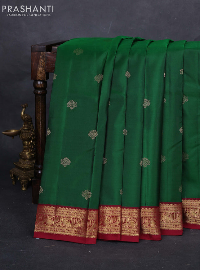 Green & Maroon Pure Kanchipuram silk-Butta