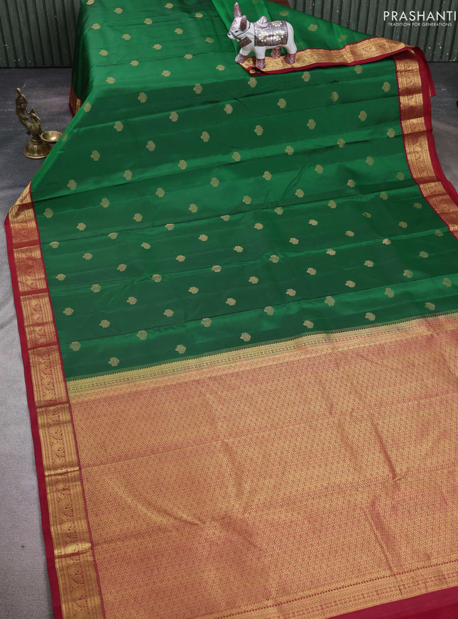 Green & Maroon Pure Kanchipuram silk-Butta