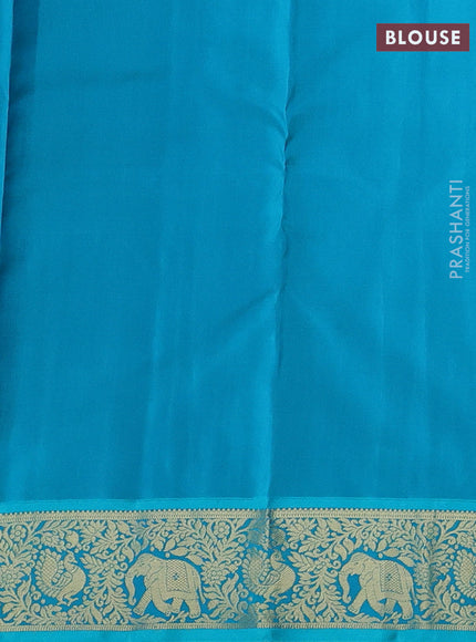 Purple & Teal Pure Kanchipuram Silk Saree