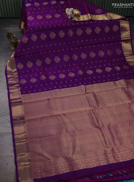 Purple & Teal Pure Kanchipuram Silk