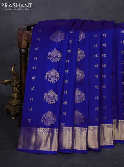 Blue Pure Kanchipuram Silk-Butta