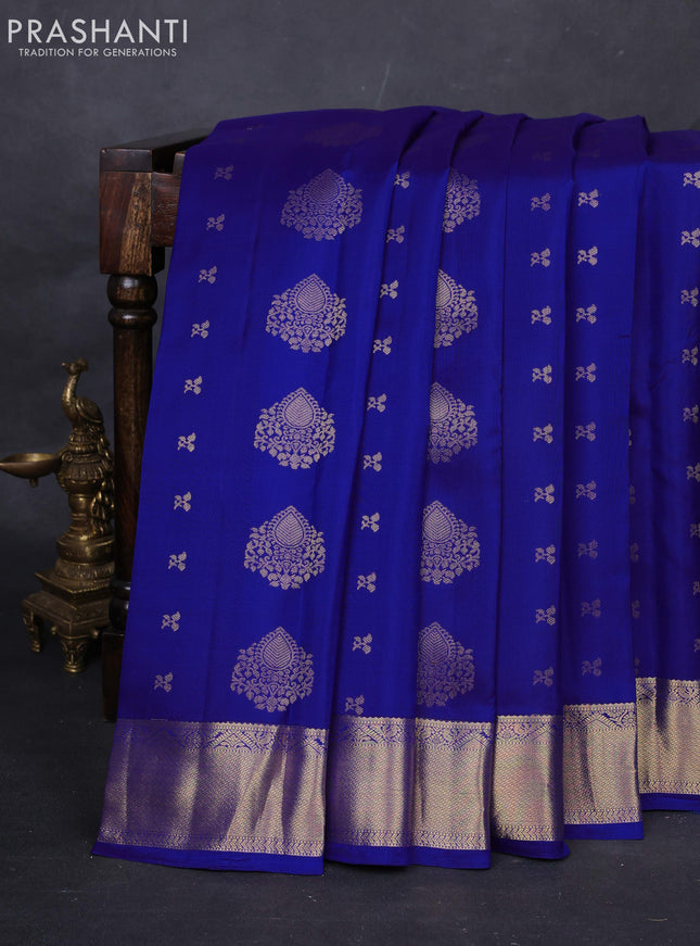 Blue Pure Kanchipuram Silk-Butta