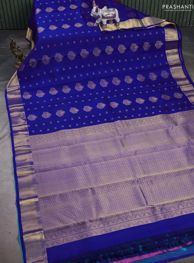 Blue Pure Kanchipuram Silk-Butta