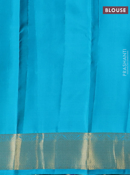 Blue Pure Kanchipuram Silk-Butta