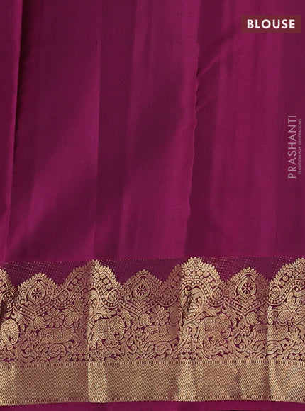 Pastel Green & Mgaenta Pink Pure Kanchipuram Silk-Butta