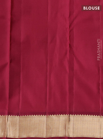 Teal Green & Maroon Pure Kanchipuram Silk-Butta
