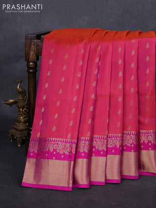 Rust & Pink Pure Kanchipuram Silk -Butta