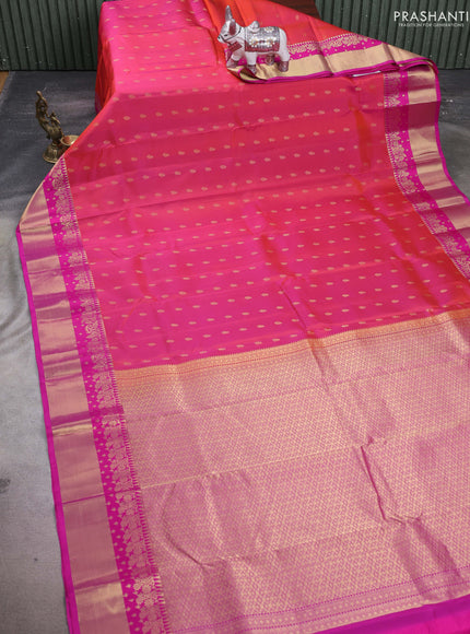 Rust & Pink Pure Kanchipuram Silk -Butta