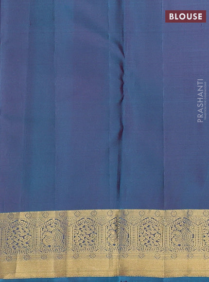 Purple & Peacock Green Pure Kanchipuram Silk-Butta
