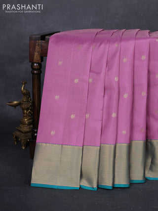 Mauve Pink & Teal Pure Kanchipuram Silk-Vairaosi