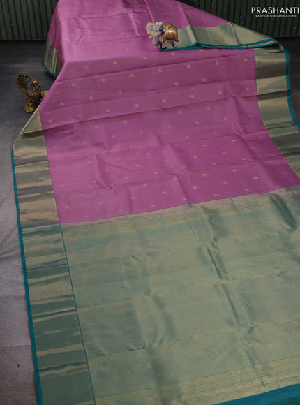 Mauve Pink & Teal Pure Kanchipuram Silk-Vairaosi