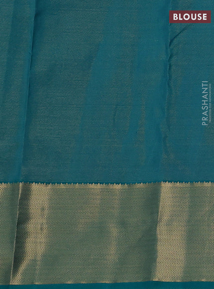 Mauve Pink & Teal Pure Kanchipuram Silk-Vairaosi