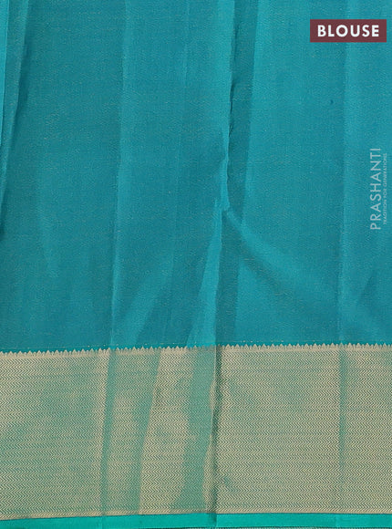 Pink & Teal Green Pure Kanchipuram Silk-Vairaosi