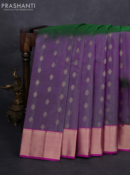 Green & Purple Pure Kanchipuram Silk-Butta