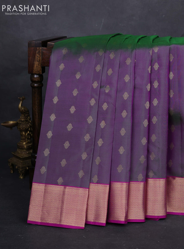 Green & Purple Pure Kanchipuram Silk-Butta
