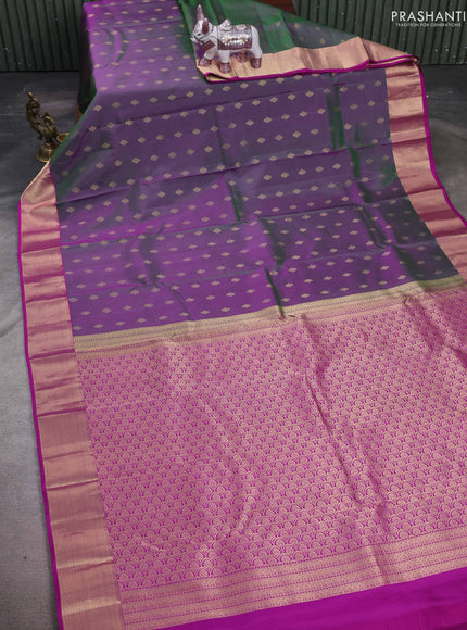 Green & Purple Pure Kanchipuram Silk-Butta