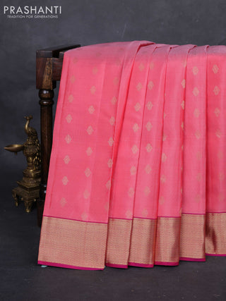 Peach Pink & Pink Pure Kanchipuram Silk-Butta