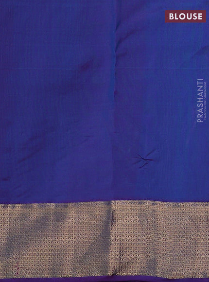 Teal Blue & Purple Pure Kanchipuram Silk -Butta