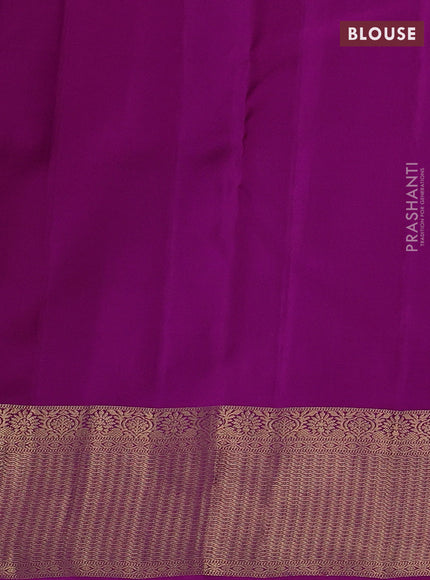Rust Orange & Purple Pure Kanchipuram Silk-Butta