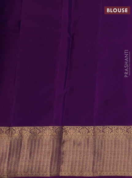Olive Green & Purple Pure Kanchipuram Silk-Butta